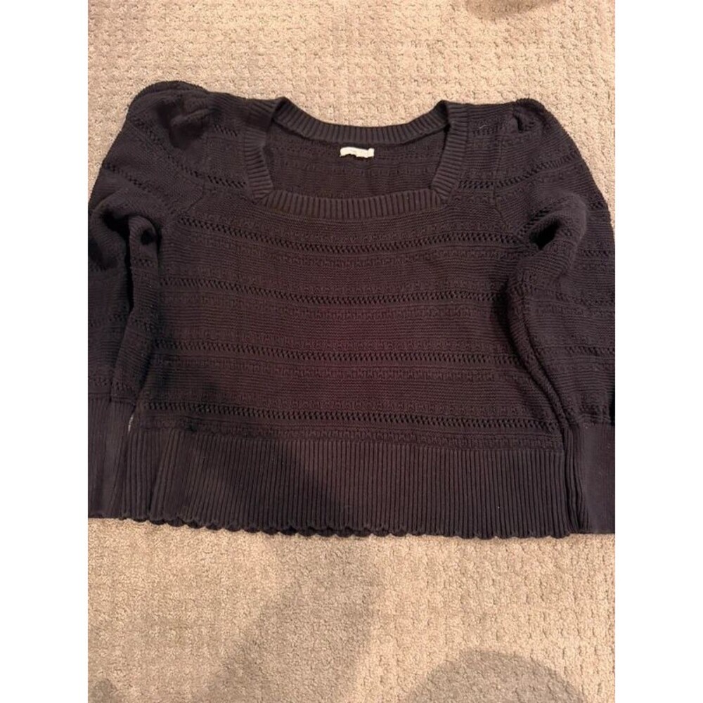 Maurices Black Ribbed & Cable Textured Knit Pullover Sweater, Size L